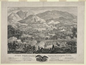Battaglia di Buena Vista, nota anche come Battaglia di Angostura, le truppe del generale Zachary Taylor costringono alla ritirata il generale Antonio Lopez de Santa Anna, 23 febbraio