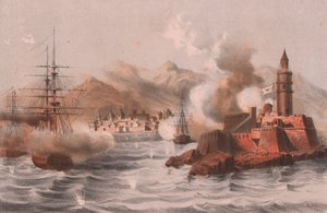 Bombardamento di Palermo, con navi in primo piano