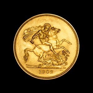 Moneta britannica raffigurante San Giorgio e il Drago