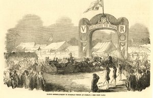 Britannici che guidano una carrozza a cavalli a Bombay, c1800 (illustrazione) da Unbekannter Künstler