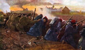 Truppe britanniche che combattono con i francesi per fermare il primo assalto tedesco, autunno 1914 da Unbekannter Künstler