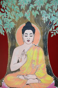 Buddha che dà una benedizione, Thangka, Kathmandu, Nepal
