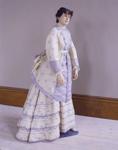 Vestito a busto di alpaca stampato a trama, c.1872-4 da Unbekannt