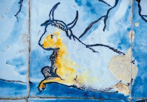 Bovini, azulejos, Palazzo dei Marchesi di Fronteira, Lisbona, Portogallo (dettaglio) da Benjamin Baud