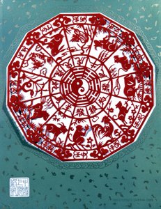 Zodiaco cinese. Ritaglio di carta da Unbekannter Künstler