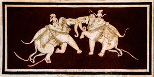 Cortile di Chittra Shala con dipinti virtuosi, Forte di Taragarh, Bundi, Rajasthan, India, Asia (foto) da Unbekannter Künstler