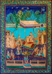 Cortile Chittra Shala con dipinti virtuosi, Forte Taragarh, Bundi, Rajasthan, India, Asia da Unbekannter Künstler