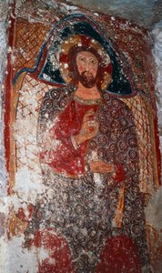 Cristo Maestro, affresco nella cripta, Santuario di Maria delle Scale (XVIII secolo), Massafra, Puglia, Italia da William M. Timlin