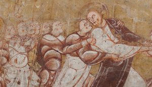 Chiesa (Église Saint-Martin). Interno. Affreschi. Parete nord del coro. Dettaglio. Arresto di Cristo. XII secolo. da Unbekannt