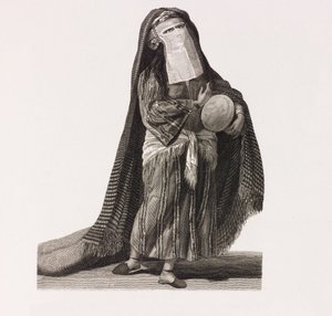 Illustrazione ravvicinata di una donna in un vestito di seta rossa
