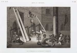 Cotone e seta, tessitura, laboratorio del tessitore, Egitto, c 1798 da Unbekannt