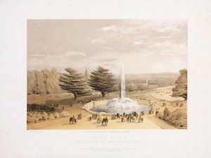 Palazzo di Cristallo, Post-Grande Esposizione La fontana e il parco dai gradini della terrazza del Palazzo di Cristallo, circa 1855 da Unbekannt
