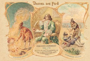 Daniel Defoe alla sua scrivania e la sua opera famosa