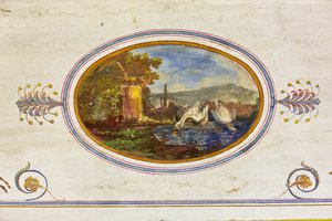 (dettaglio) della decorazione raffigurante cigni, Sala Rossa, Appartamento Reale, Palazzo dei Normanni, Palermo, Sicilia, Italia