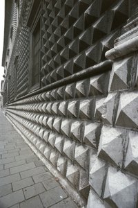 Dettaglio della facciata di Palazzo dei Diamanti, Ferrara, Italia