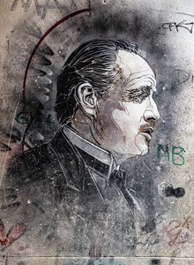 Don Corleone interpretato da Marlon Brando di C215, Mercato Vucciria da Benjamin Baud