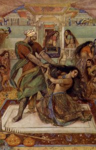 Draupadi trascinata dalla sua camera da Duhsasana da Unbekannter Künstler