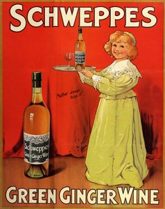 Manifesto pubblicitario inglese per le bevande analcoliche "Schweppes Green Ginger Wine" da Unbekannter Künstler