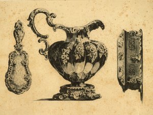 Incisione che raffigura tre accessori di bellezza del Principe Pavel (Paul) Grigoryevich Demidoff (1738-1821) da Unbekannt