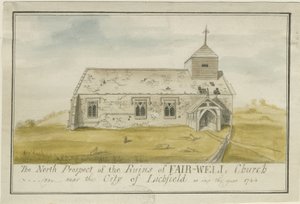 Chiesa di Farewell (disegno a penna colorato, 1744) da Unbekannt