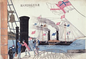Navi a vapore straniere, Nagasaki, giapponese da Unbekannter Künstler