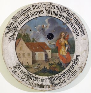 Museo Francone Feuchtwangen Media Franconia Baviera Germania collezione di bersagli da tiro nuziali del 1756 con la dea Fortuna