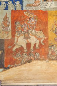 Affreschi che adornano le pareti di Wat Bo raffiguranti scene dal Reamker, Siem Reap, Cambogia da Unbekannter Künstler