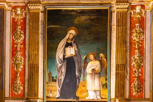 Affreschi con motivi biblici, Abbazia di Monte Oliveto Maggiore, vicino a Buonconvento, Toscana, Italia, Europa da Unbekannter Künstler