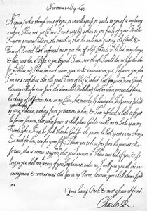 Lettera amichevole di Carlo I a suo nipote, il Principe Maurizio, scritta a Newtown, Powys, Galles, 20 settembre da Unbekannt