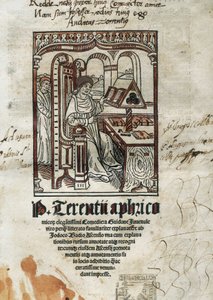 Frontespizio delle commedie del poeta comico Terenzio (Publius Terentius Aferer) (190-145 a.C.). L