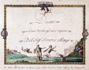 Frontespizio del duetto Se quel dio che agli astri impera di Giovanni Simone Mayr da Unbekannter Künstler