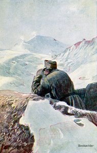 Osservatore tedesco nella neve, durante la Prima Guerra Mondiale da Unbekannter Künstler