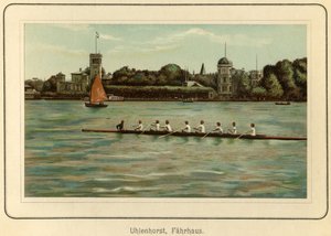 Germania, Amburgo, casa del traghetto Uhlenhorst vicino al lago Alster, illustrazione da 