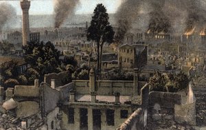 Grecia, Salonicco (o Tessalonica): vista della città alta parzialmente bruciata, probabilmente durante l
