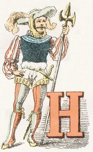 H - Alabardiere - Alfabeto Infantile, Edizioni Gordinne 1920 (incisione)