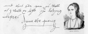 Scrittura e firma di Anna Bolena, da una lettera a Thomas Cromwell da Unbekannt