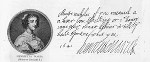 Scrittura e firma della Regina Enrichetta Maria da Unbekannt