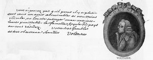 Scrittura e firma di Voltaire, da una lettera scritta a Colmar al ministro francese alla corte di Federico il Grande a Berlino, il Cavaliere de la Touche, 3 marzo da Unbekannt