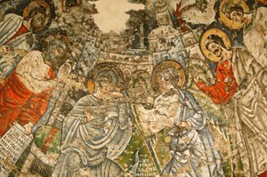 Santa Vergine e San Giovanni Monastero copto di Kame: affresco del IX secolo: L