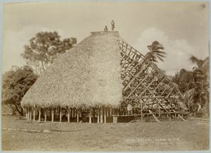 Costruzione di una casa a Samoa, c.1875 da Unbekannt