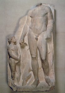 Cacciatore, frammento da un rilievo su una stele funeraria, Attica, probabilmente inizio IV secolo a.C. da Unbekannt