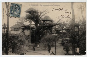 Île-de-France, Hauts-de-Seine (92), Le Plessis-Robinson: vista panoramica del "Vero Albero", una guinguette installata in cima a un castagno - Cartolina datata 1904