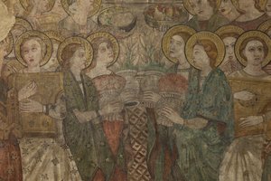 Interno. Crociera nord. Altare (Altar de las pinturas murales). Originale della cappella principale. Affreschi (?). Dettaglio. Fine XIV secolo. da Unbekannt