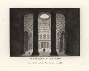 Interno del Pantheon con la cupola cassettonata e l