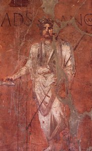 Italia: Sito archeologico di Pompei ai piedi del Vesuvio: affresco murale