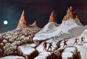 Ascesa di John MacGregor al Monte Bianco, via Grands Mulets, illustrazione da Narrative of ascent to Mont Blanc da William M. Timlin