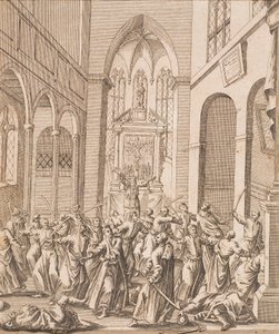 Scena di lotta in una chiesa da Unbekannter Künstler
