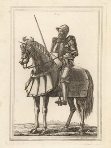 Re Edoardo III raffigurato come un cavaliere armato a cavallo dall
