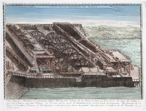 La macchina di Marly di Rennequin che serviva a pompare e condurre le acque della Senna a Versailles tramite l