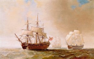 La nave spagnola San Hermenegildo durante la battaglia di Trafalgar il 21/10/1805 da Unbekannter Künstler